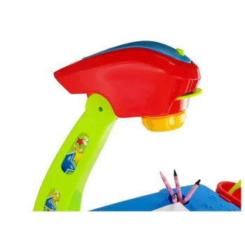 Stolik Edukacyjny Szufladki z Projektorem 36 Obrazków Kredki Szablony Niebiesko Czerwony