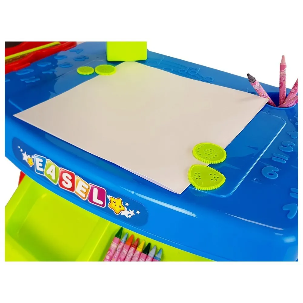 Stolik Edukacyjny Szufladki z Projektorem 36 Obrazków Kredki Szablony Niebiesko Czerwony