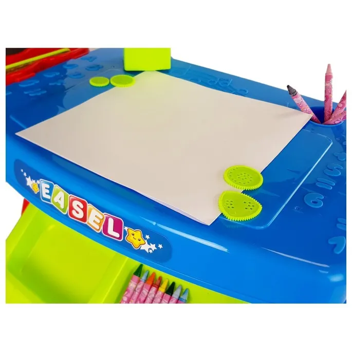 Stolik Edukacyjny Szufladki z Projektorem 36 Obrazków Kredki Szablony Niebiesko Czerwony
