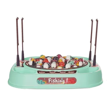 Plansza do łowienia rybek z obracającym się kołem i pojemnikami na zdobycze