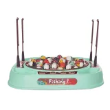 Plansza do łowienia rybek z obracającym się kołem i pojemnikami na zdobycze