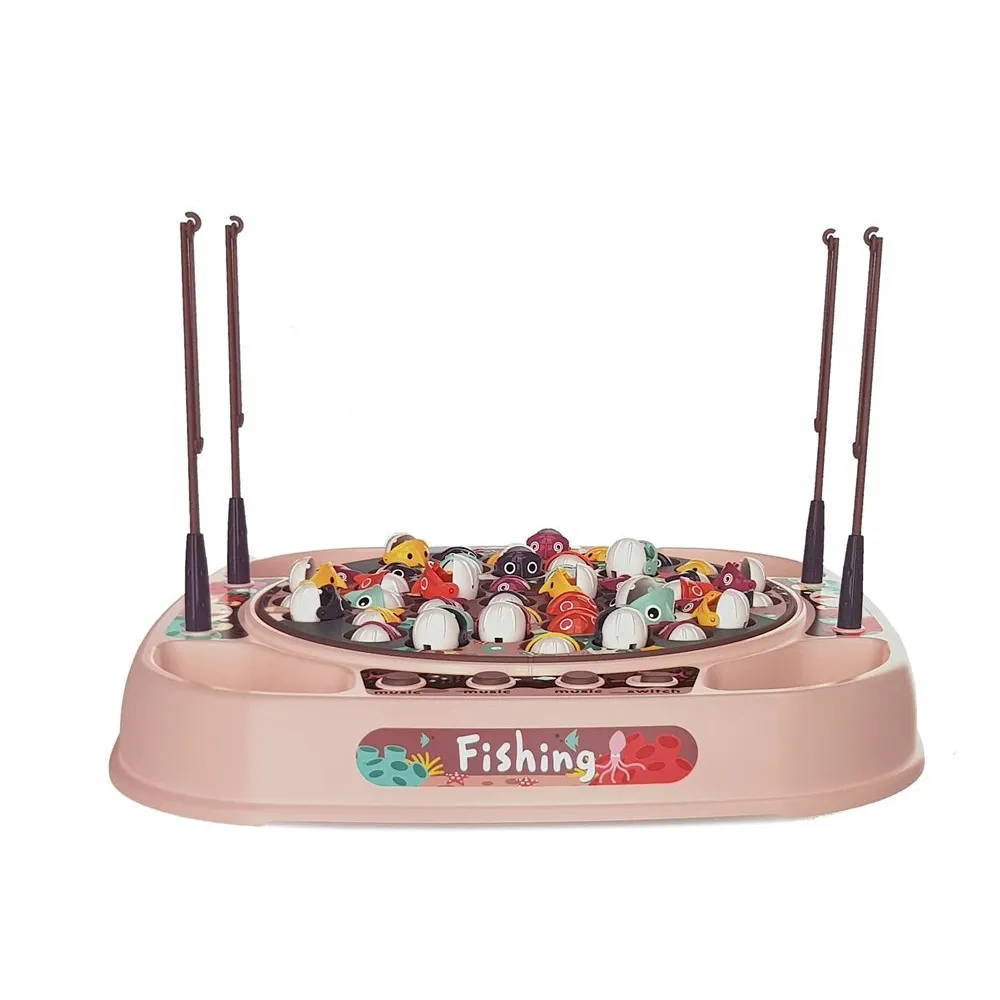 Widok na planszę do łowienia rybek w różowym kolorze do wspólnej zabawy