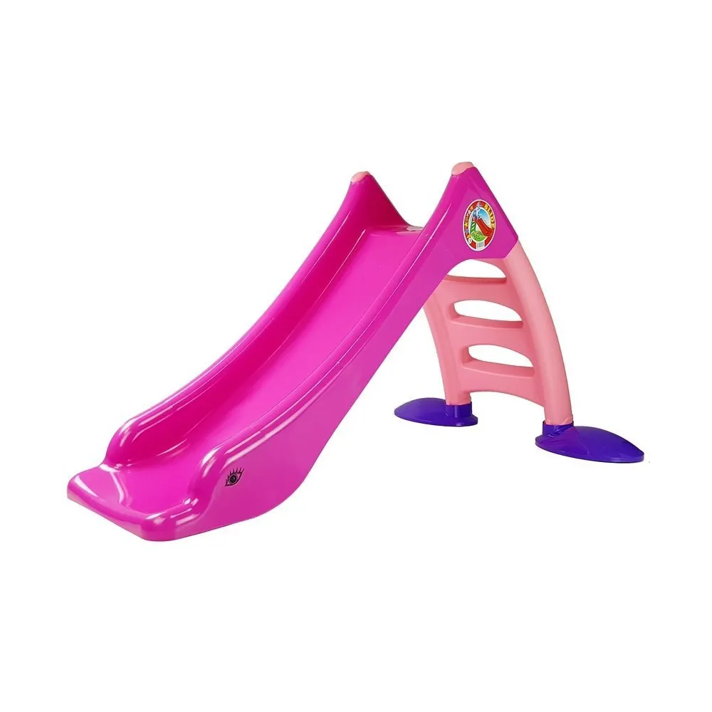 Różowo-fioletowa zjeżdżalnia ogrodowa dla dzieci na zielonej trawie