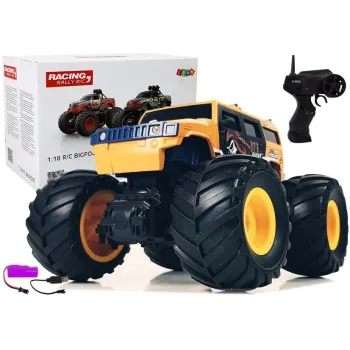 Zdalnie sterowane auto terenowe Bigfoot w skali 1:18 w żółtym kolorze