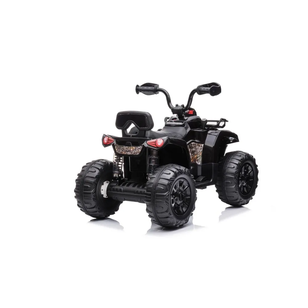 Nowoczesny quad dziecięcy Madman JS009 czarny ustawiony na asfalcie