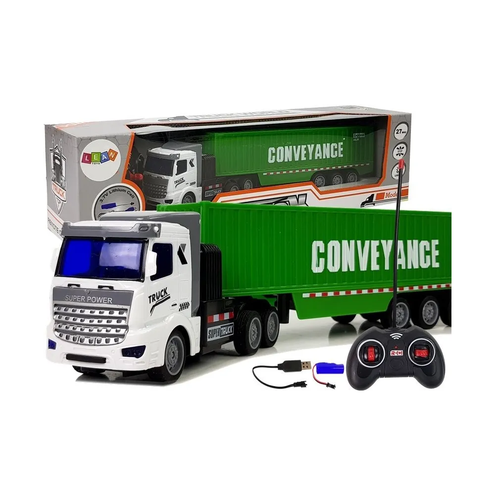 Zielona ciężarówka zdalnie sterowana w skali 1:48 z pilotem RC