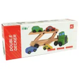 Kolorowa drewniana laweta ciężarówka z autkami do kreatywnej zabawy