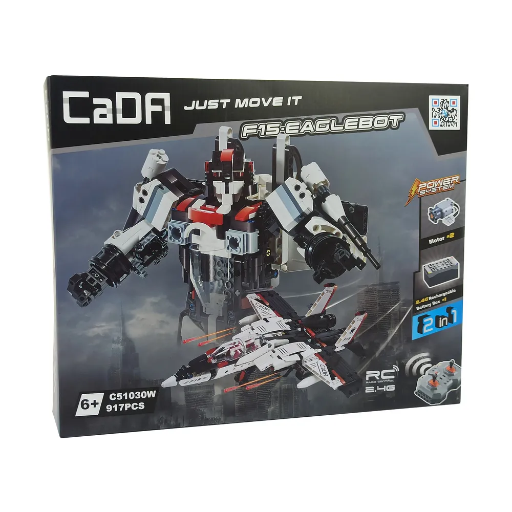 Elementy zestawu konstrukcyjnego CADA rozłożone na stole