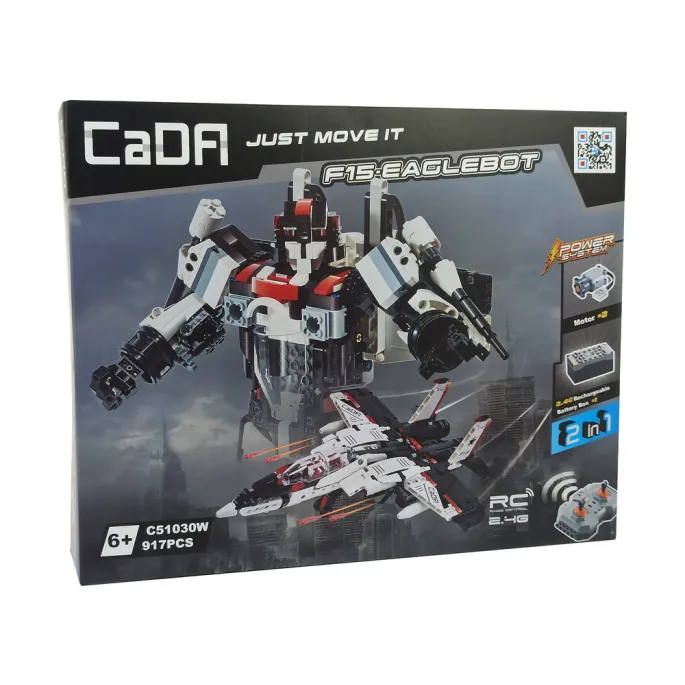 Elementy zestawu konstrukcyjnego CADA rozłożone na stole