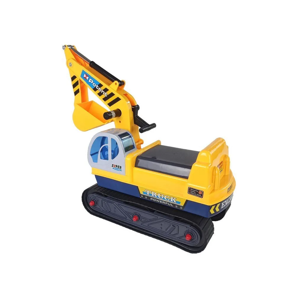 Koparka jeździk z odpinanym ramieniem w zestawie z żółtym kaskiem