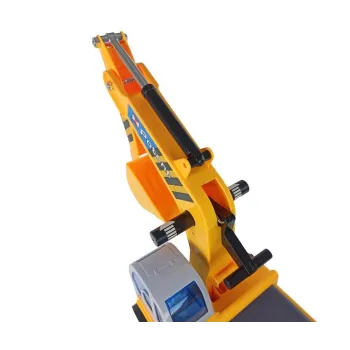 Kreatywna zabawa dla dzieci: koparka jeździk z ruchomą łyżką i kaskiem