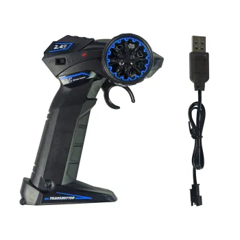 Niebieskie auto zdalnie sterowane z kontrolerem w zestawie