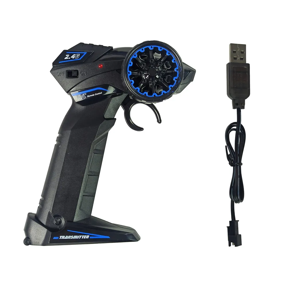 Niebieskie auto zdalnie sterowane z kontrolerem w zestawie