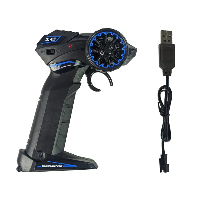 Niebieskie auto zdalnie sterowane z kontrolerem w zestawie