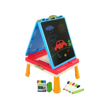 Tablica 3w1 Magnetyczno-Kredowa, Stolik Do Gier Niebieska