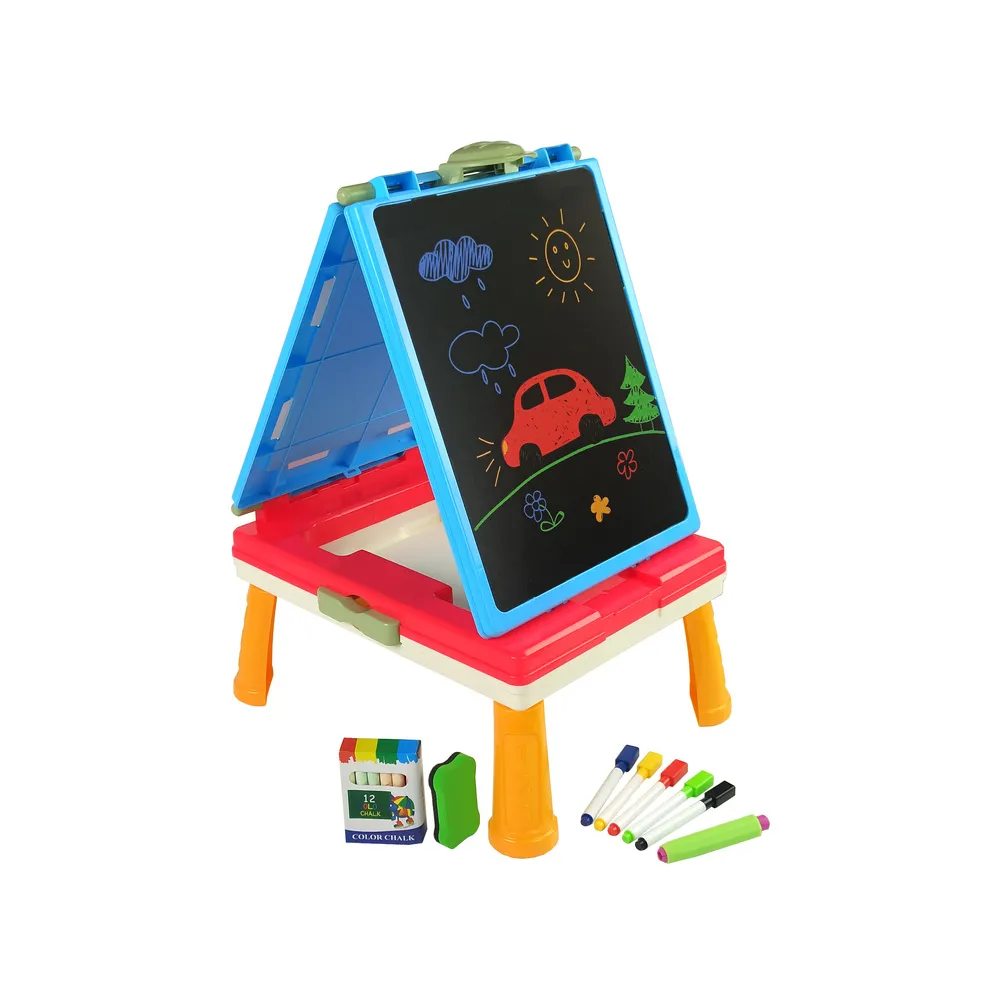 Tablica 3w1 Magnetyczno -Kredowa, Stolik Do Gier Niebieska