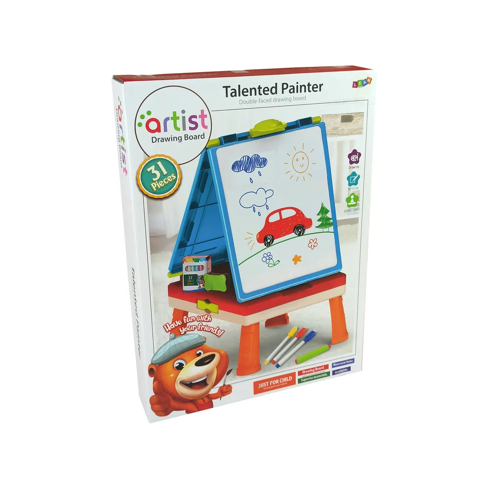 Tablica 3w1 Magnetyczno -Kredowa, Stolik Do Gier Niebieska