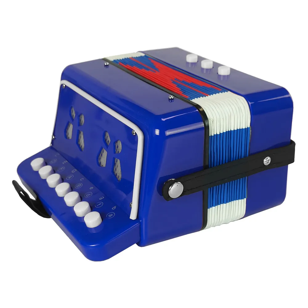 Edukacyjny akordeon dla małego muzyka w kolorze niebieskim