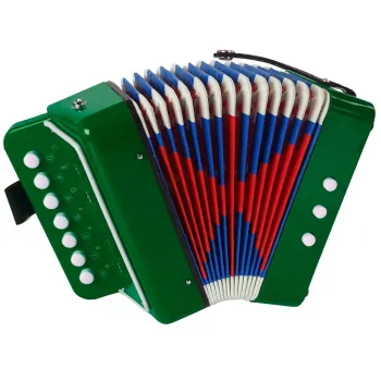 Dziecięcy akordeon zabawkowy z widocznymi przyciskami