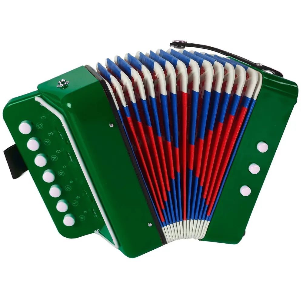 Dziecięcy akordeon zabawkowy z widocznymi przyciskami