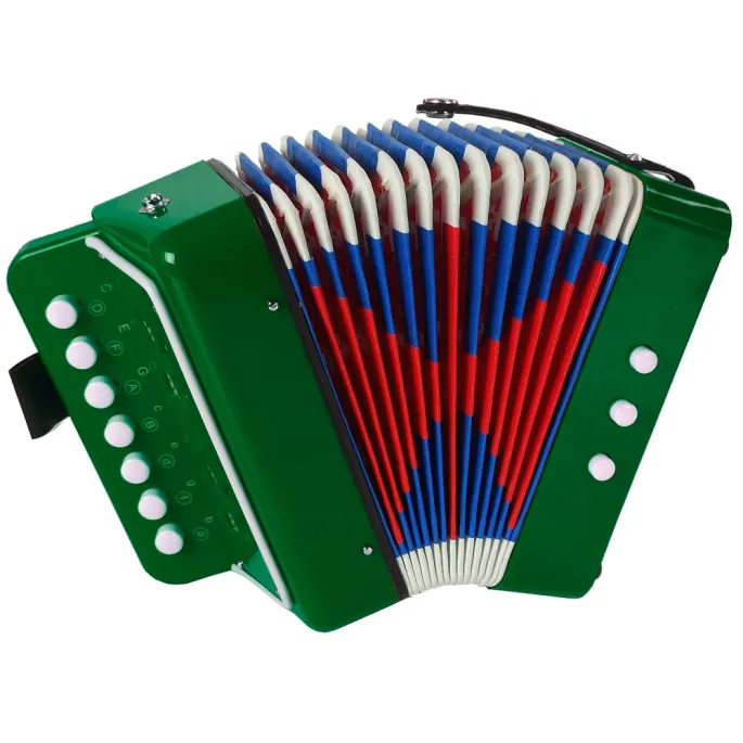 Dziecięcy akordeon zabawkowy z widocznymi przyciskami
