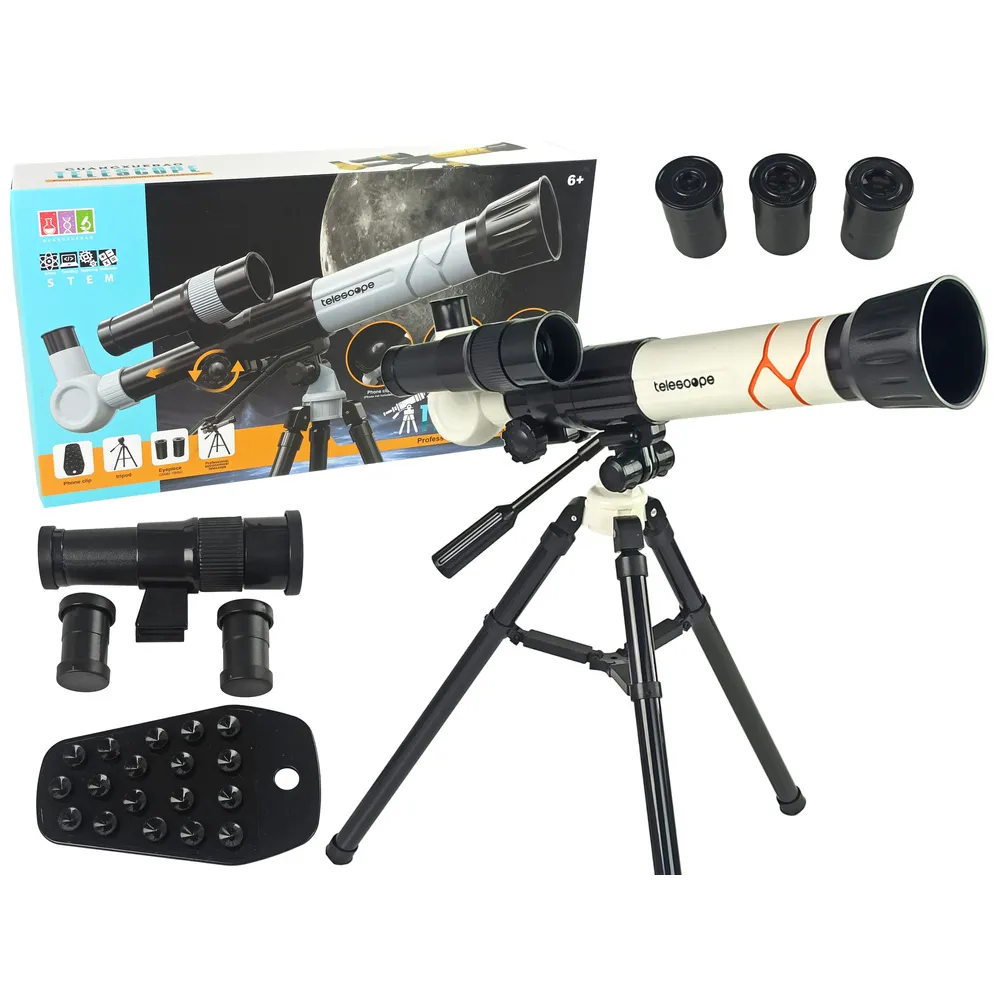 Kompletny zestaw teleskopu edukacyjnego z akcesoriami i statywem