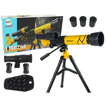Żółty teleskop edukacyjny z uchwytem na telefon dla dzieci