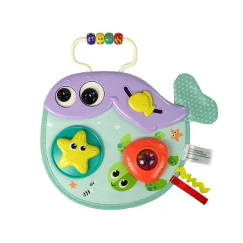 Wieloryb dla niemowląt – grzechotka, kształty, suwak, koraliki