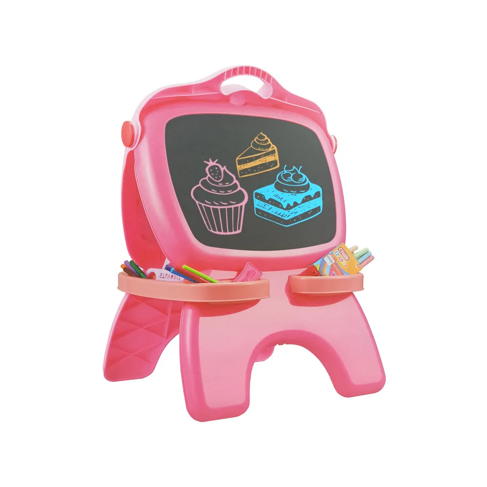 Tablica Dwustronna Magnetyczna Kredowa Różowa Szablony