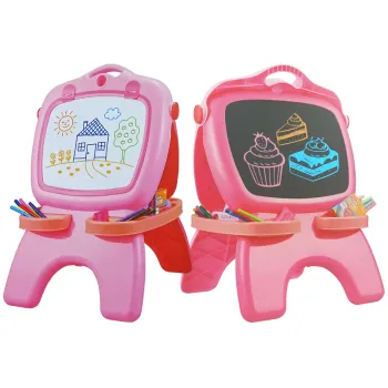 Tablica Dwustronna Magnetyczna Kredowa Różowa Szablony