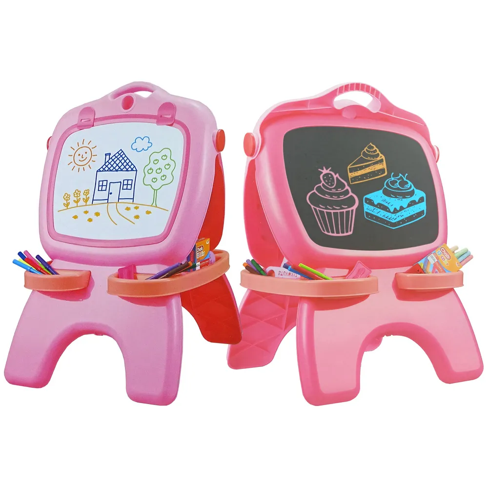 Tablica Dwustronna Magnetyczna Kredowa Różowa Szablony