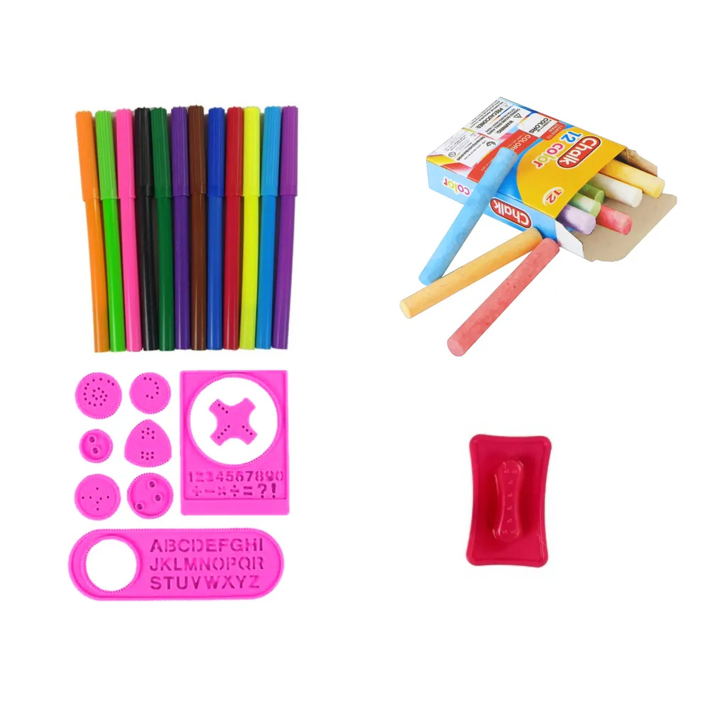 Tablica Dwustronna Magnetyczna Kredowa Różowa Szablony