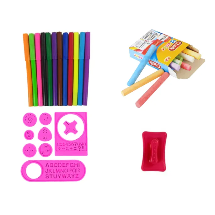 Tablica Dwustronna Magnetyczna Kredowa Różowa Szablony