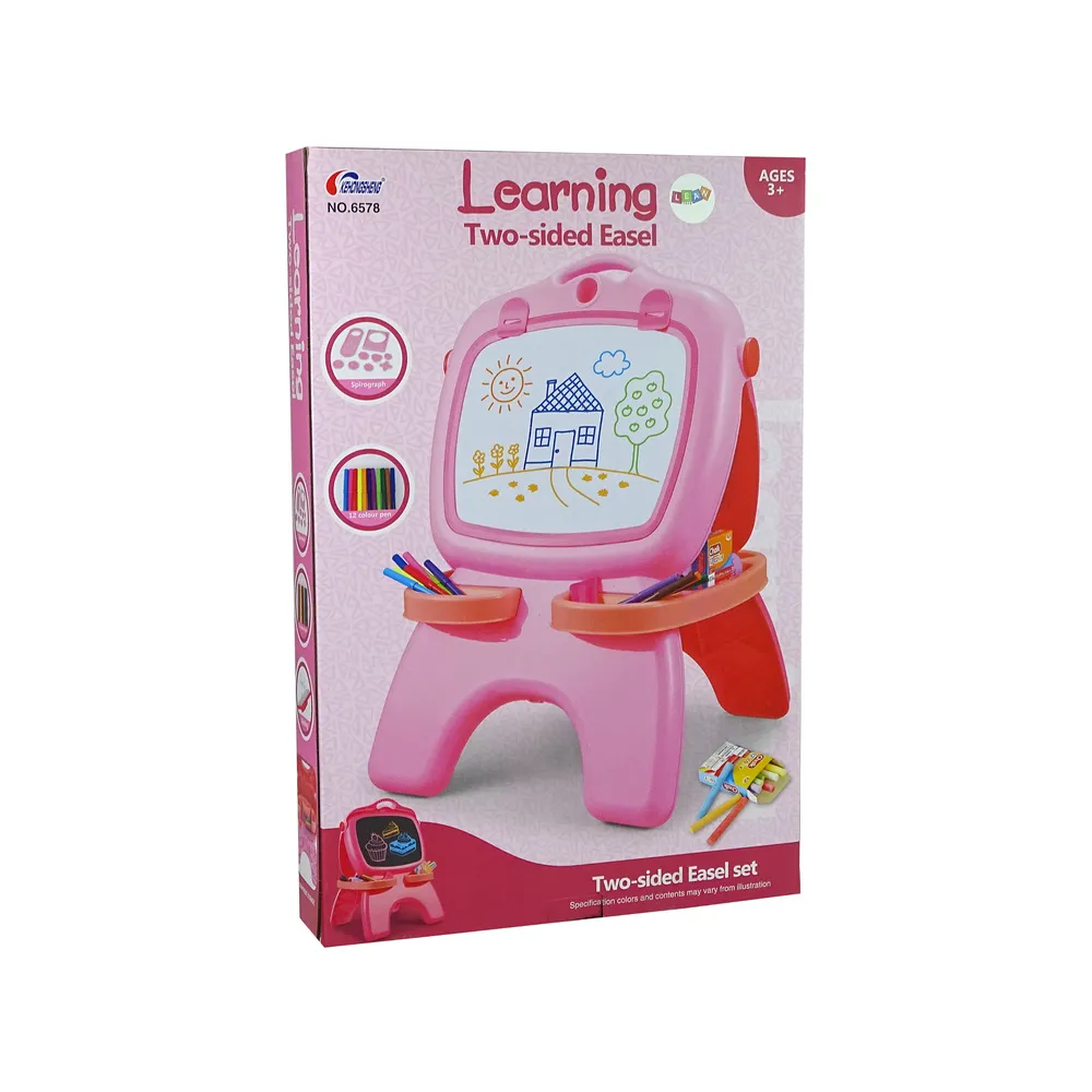 Tablica Dwustronna Magnetyczna Kredowa Różowa Szablony