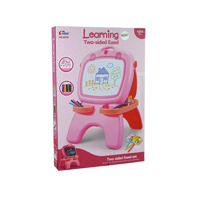 Tablica Dwustronna Magnetyczna Kredowa Różowa Szablony