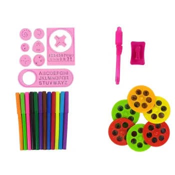 Stolik Tablica Do Rysowania Krzesełko Projektor Różowy Pisaki Obrazki