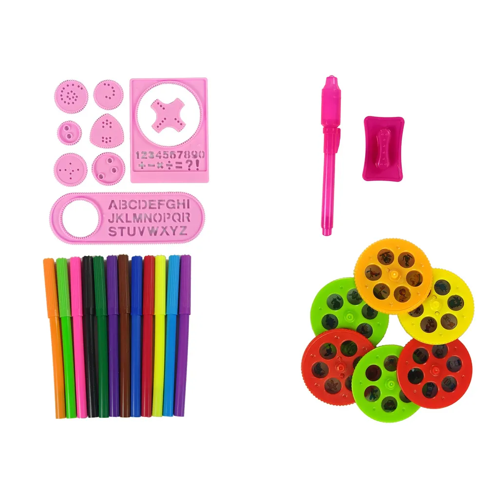 Stolik Tablica Do Rysowania Krzesełko Projektor Różowy Pisaki Obrazki