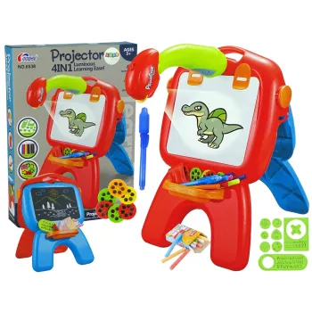 Tablica Dwustronna Kredowa Pisaki Stojąca Projektor Obrazki Czerwona