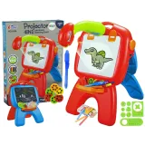 Tablica Dwustronna Kredowa Pisaki Stojąca Projektor Obrazki Czerwona