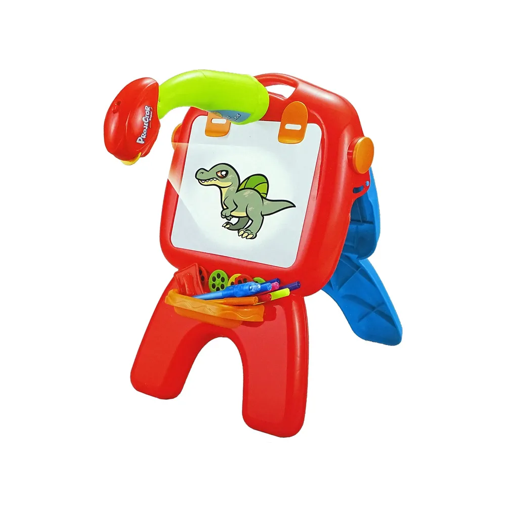 Tablica Dwustronna Kredowa Pisaki Stojąca Projektor Obrazki Czerwona