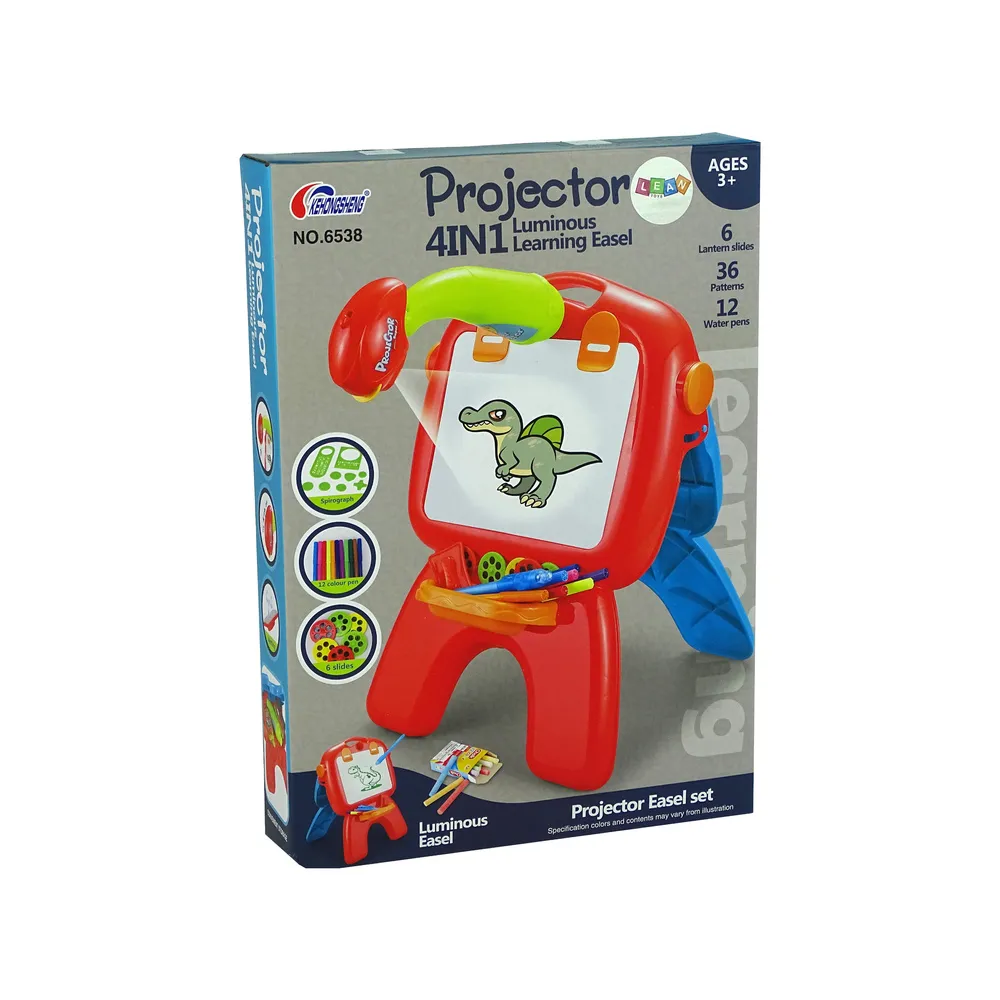 Tablica Dwustronna Kredowa Pisaki Stojąca Projektor Obrazki Czerwona