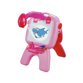 Tablica Dwustronna Kredowa Pisaki Stojąca Projektor Obrazki Różowa