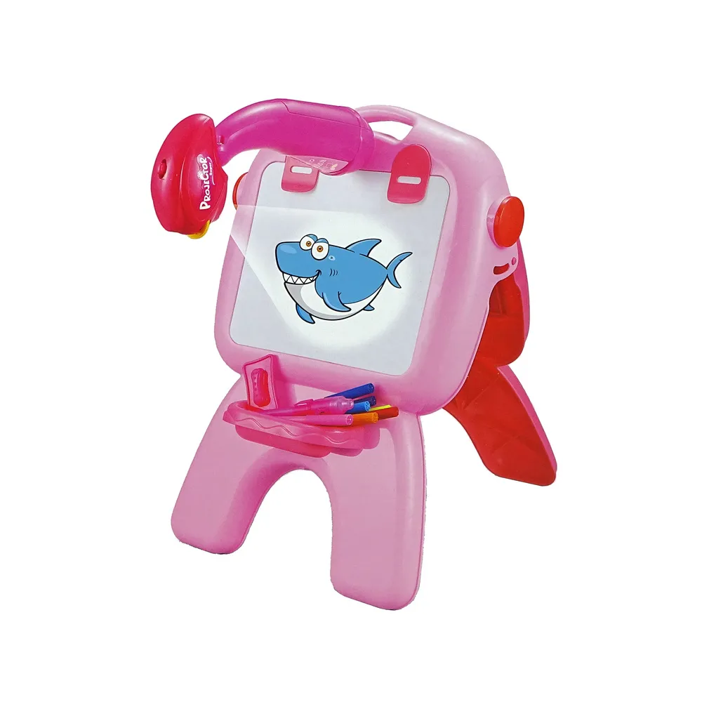 Tablica Dwustronna Kredowa Pisaki Stojąca Projektor Obrazki Różowa