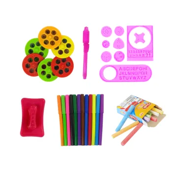 Tablica Dwustronna Kredowa Pisaki Stojąca Projektor Obrazki Różowa