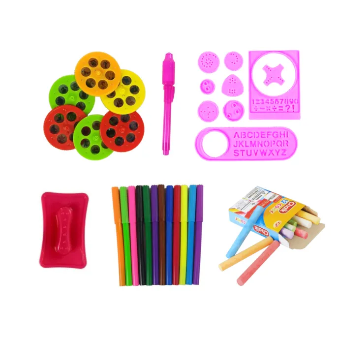 Tablica Dwustronna Kredowa Pisaki Stojąca Projektor Obrazki Różowa