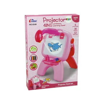 Tablica Dwustronna Kredowa Pisaki Stojąca Projektor Obrazki Różowa