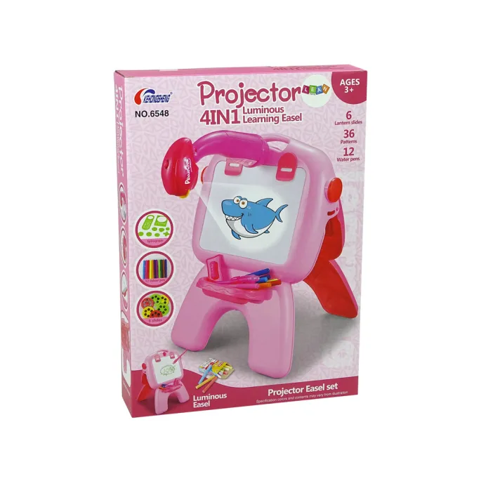 Tablica Dwustronna Kredowa Pisaki Stojąca Projektor Obrazki Różowa