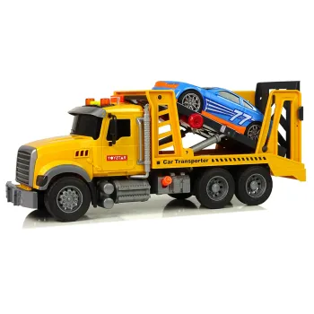 Samochód Transportowy Laweta Pomoc Rampa Żółty Dźwięki Światła