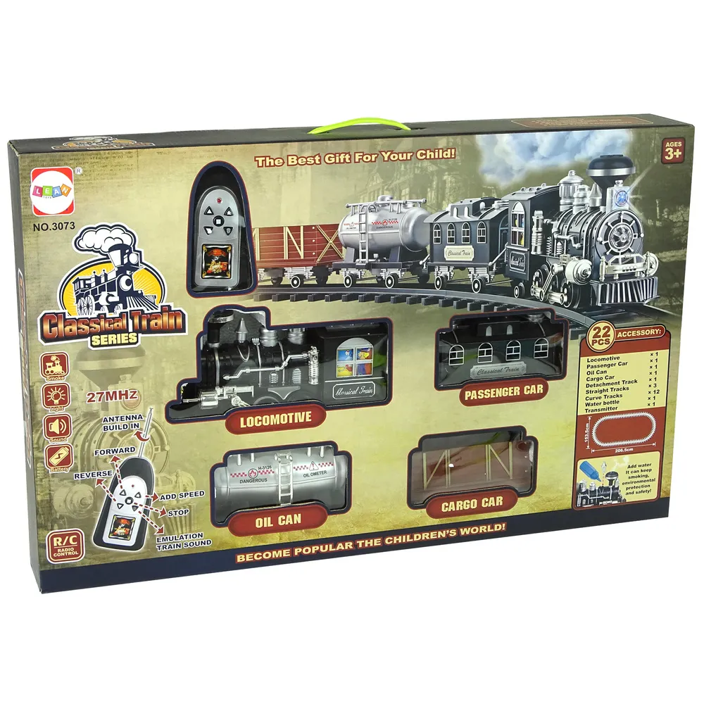 Kolejka z pilotem, światłami i wytwornicą dymu do kreatywnej zabawy