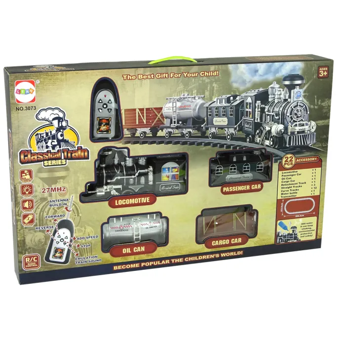 Kolejka z pilotem, światłami i wytwornicą dymu do kreatywnej zabawy